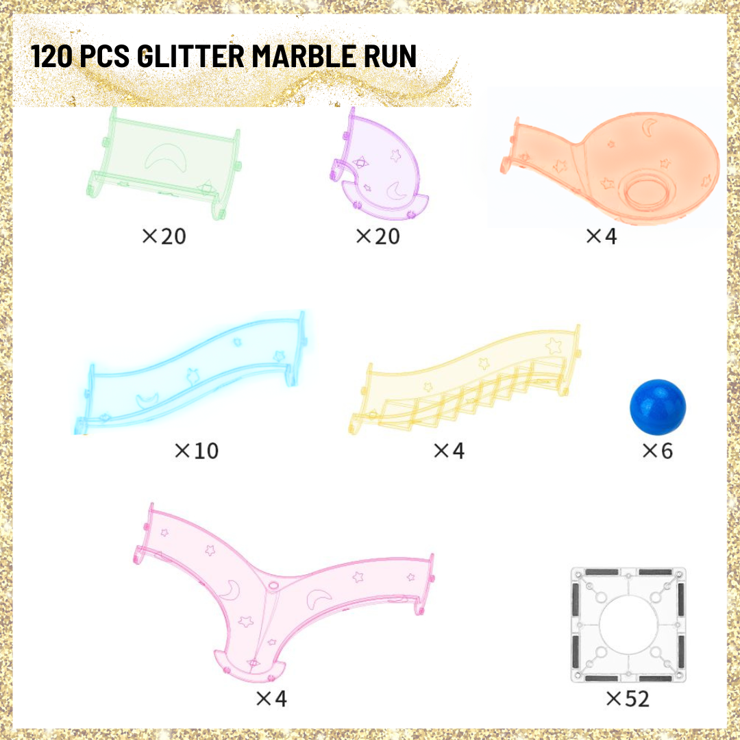 120PCS GLITTER MARBLE RUN