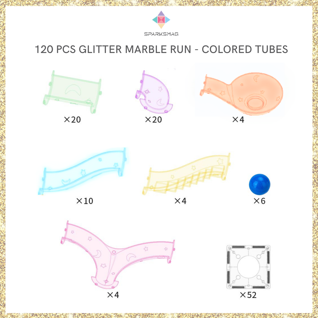 120PCS GLITTER MARBLE RUN