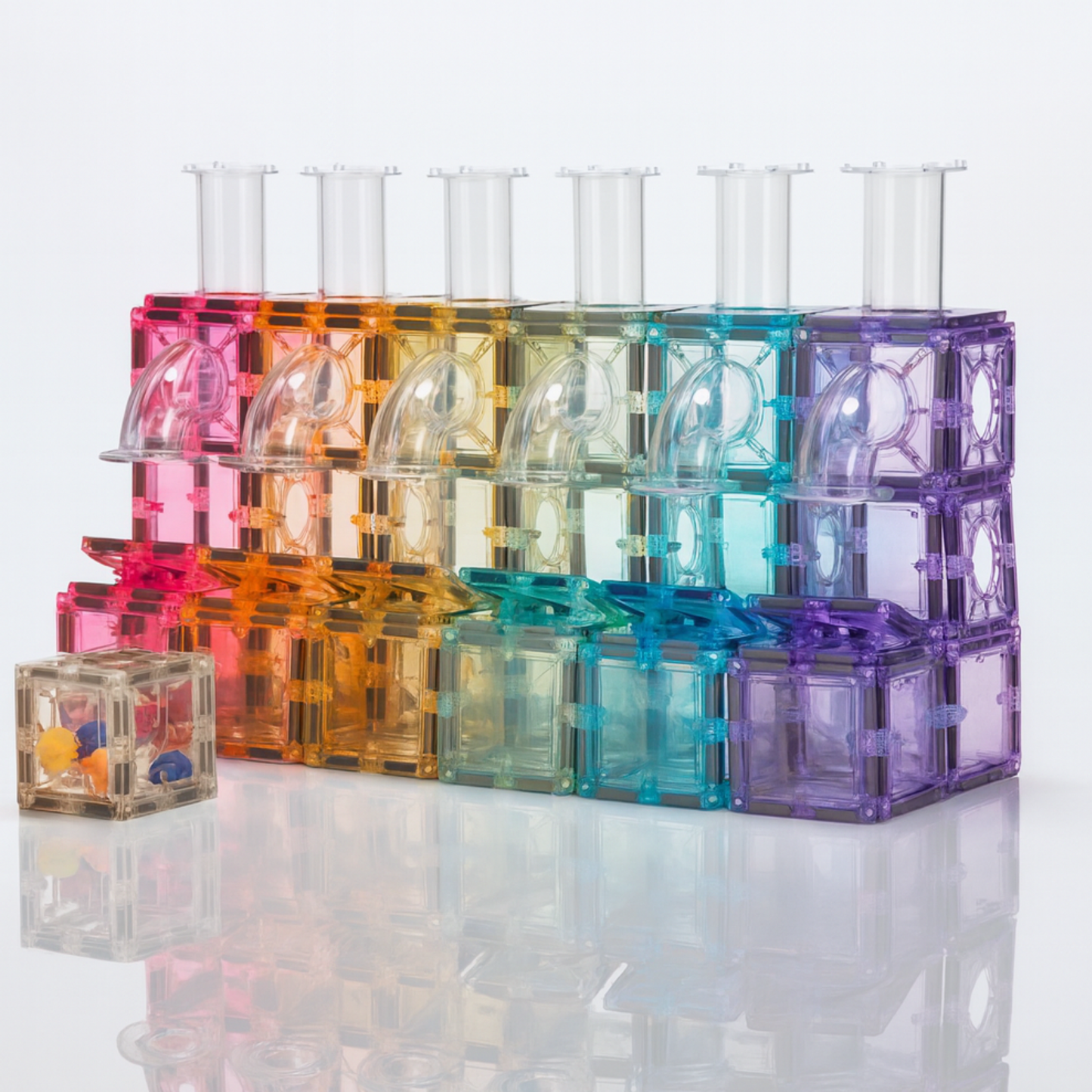 SparksMag Marble Run Set (120 PCS) – Transparent Magnetic Tubes Building Kit | STEM Engineering Toy for Kids