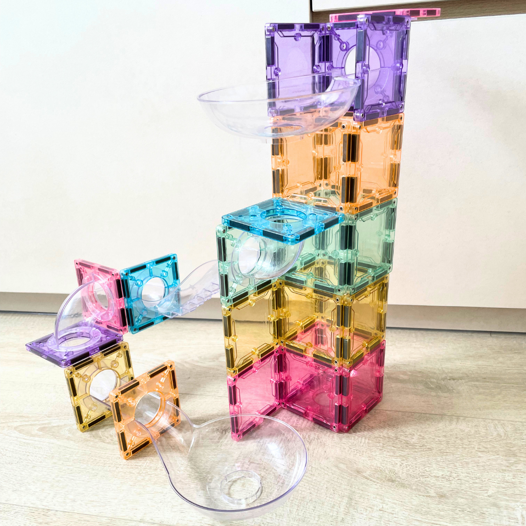 SparksMag Marble Run Set (120 PCS) – Transparent Magnetic Tubes Building Kit | STEM Engineering Toy for Kids