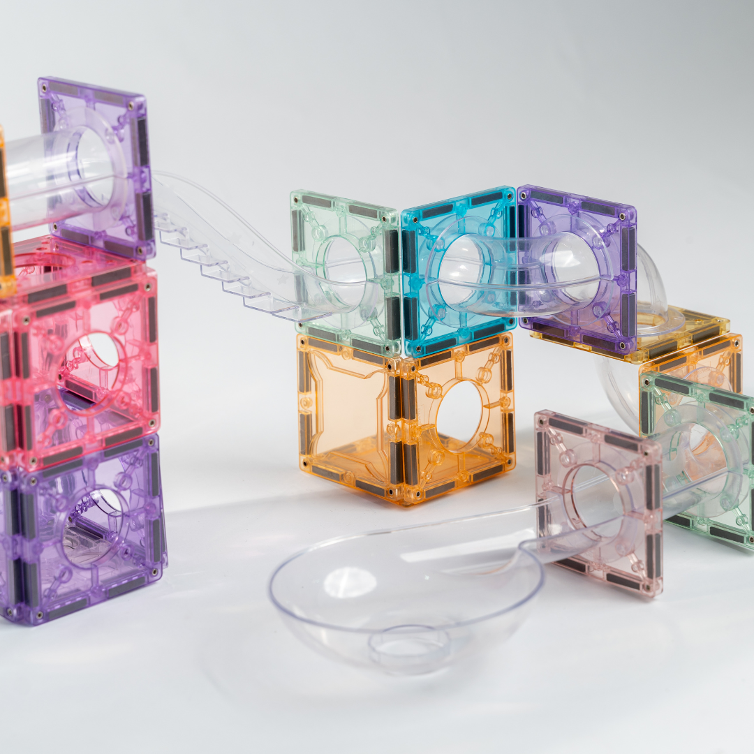 SparksMag Marble Run Set (120 PCS) – Transparent Magnetic Tubes Building Kit | STEM Engineering Toy for Kids