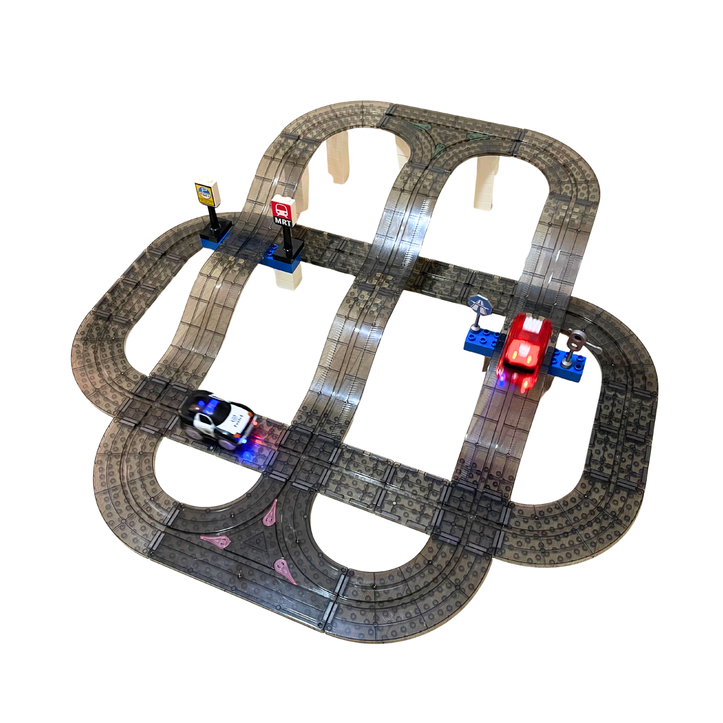 SparksMag Vroom Car City® Grande Set (60 PCS) – Magnetic Road & Car Building Set | Duplo®-Compatible STEM Magnetic Tiles Toy