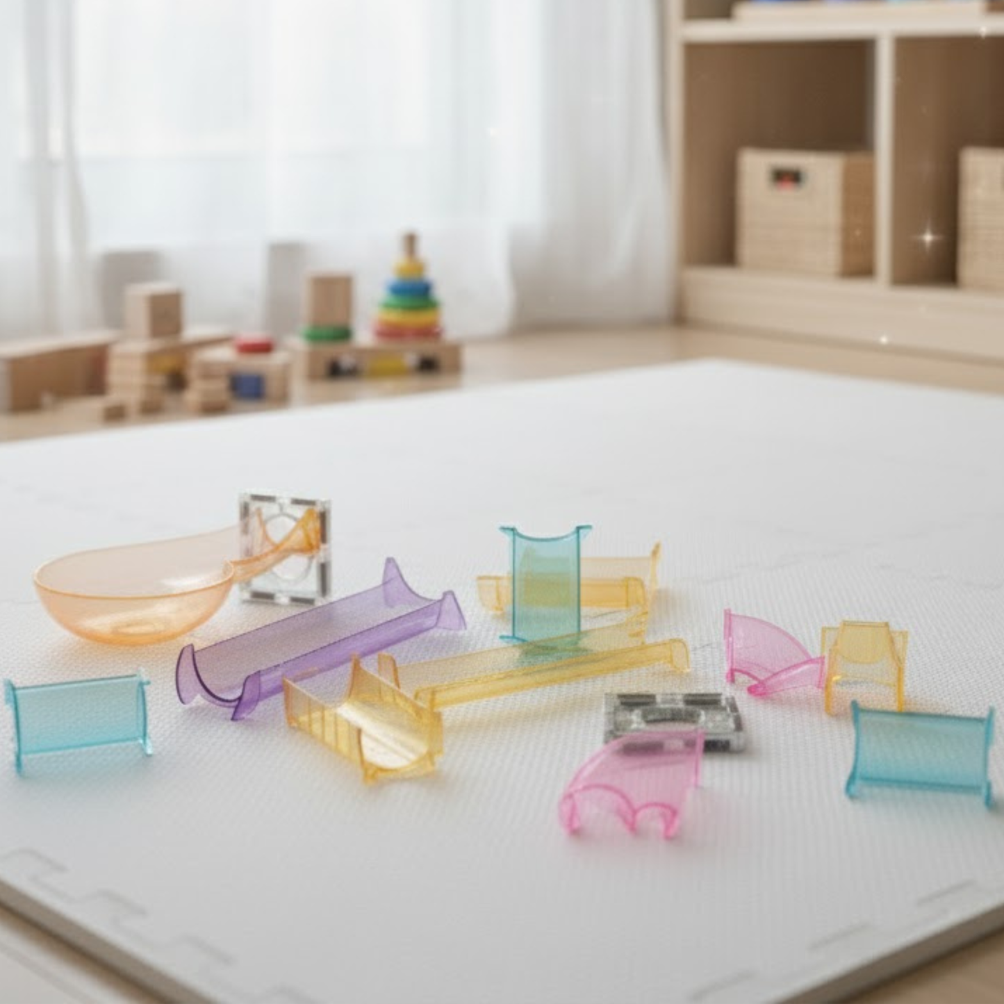 SparksMag Glitter Marble Run Set (120 PCS) – Colorful Magnetic Tubes Building Kit | STEM Toy for Creative Kids