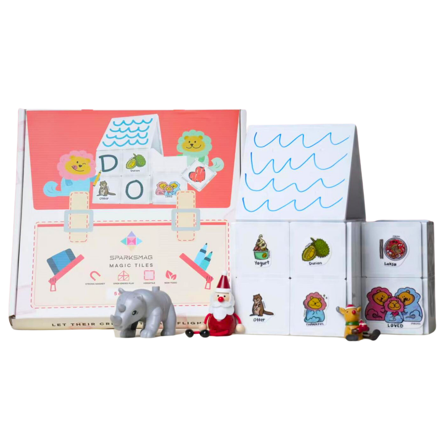 SparksMag Magic Drawable Magnetic Tiles (20 PCS) – Reusable Drawing & Building Set | Creative STEM Toy for Kids