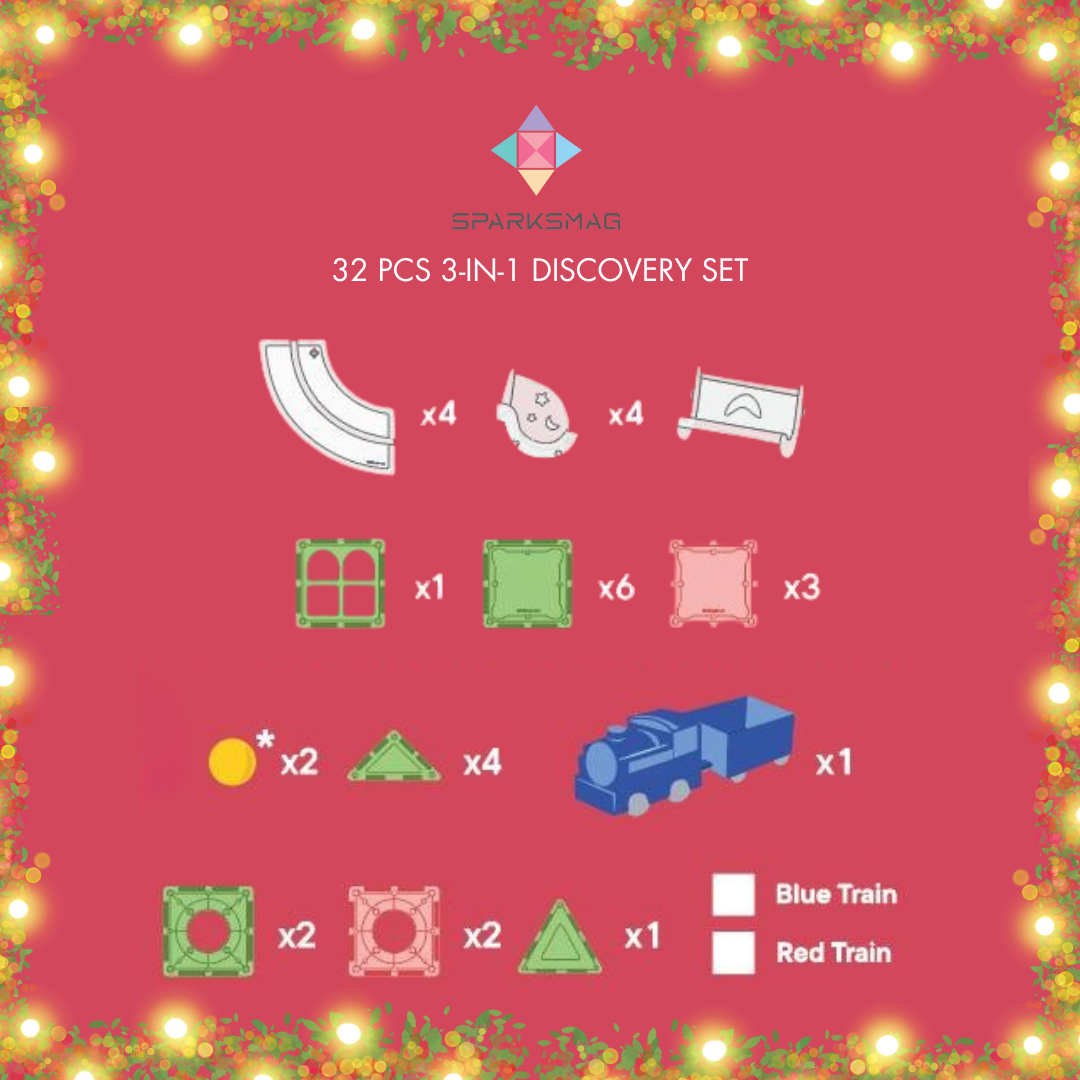3-in-1 Discovery Set – STEM Magnetic Tiles Car Toy