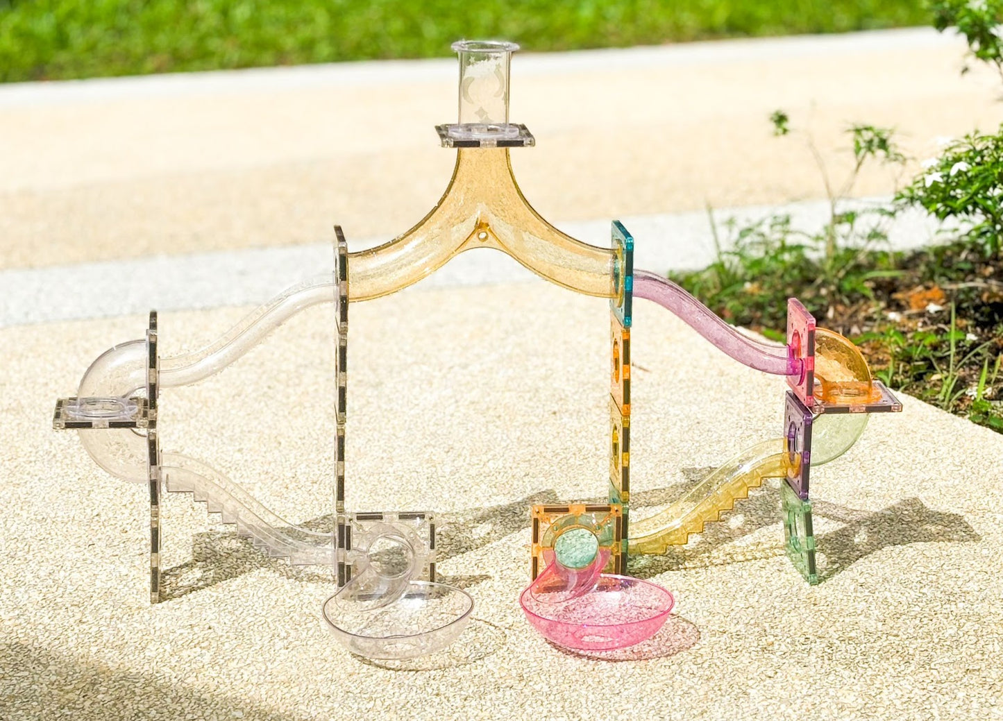120 PIECES MARBLE RUN MIX - GLITTER & TRANSPARENT TUBES