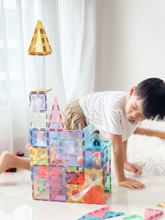 SparksMag Marble Run Set (120 PCS) – Transparent Magnetic Tubes Building Kit | STEM Engineering Toy for Kids