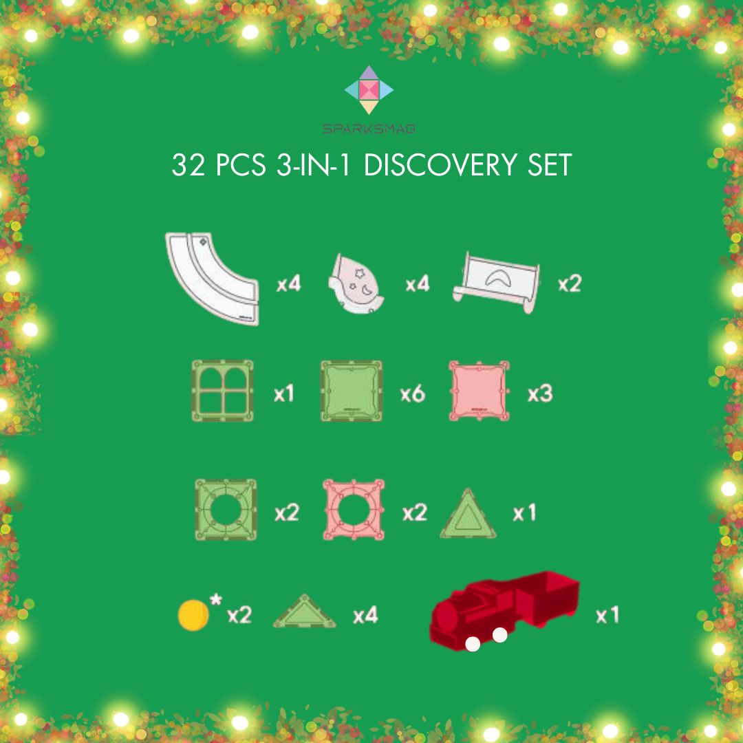 3-in-1 Discovery Set – STEM Magnetic Tiles Car Toy