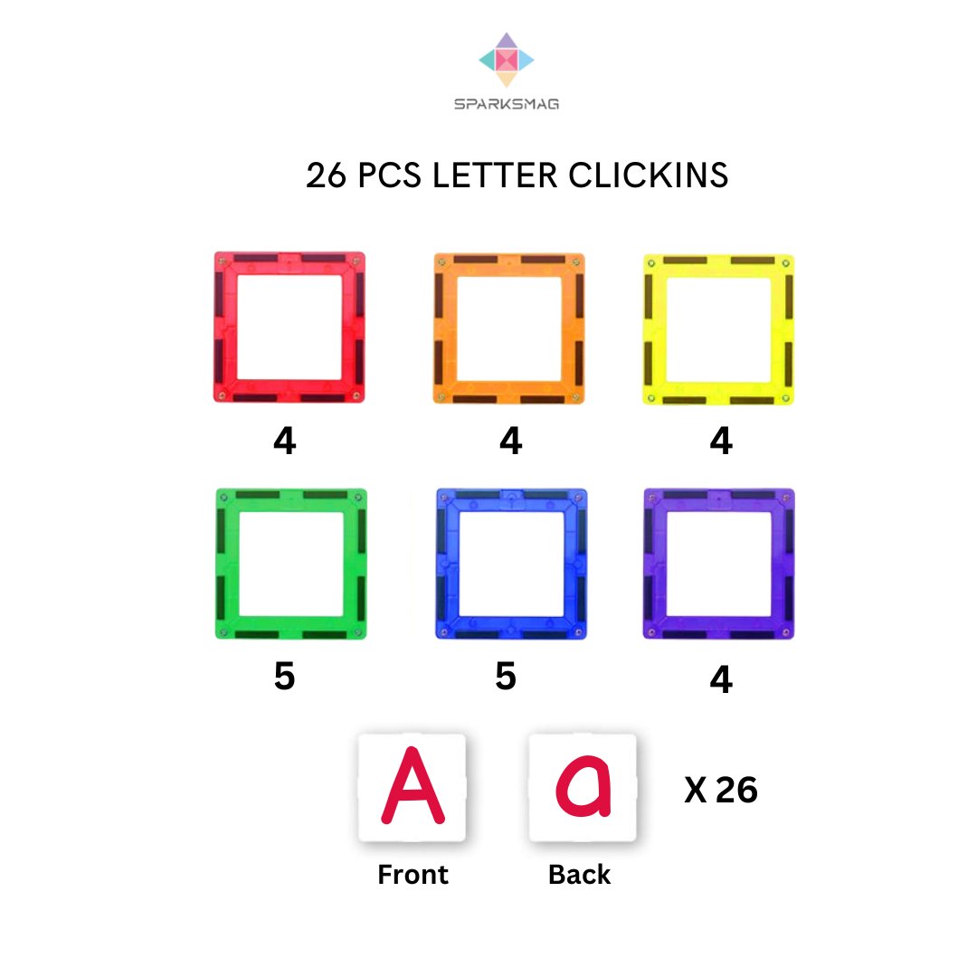 [PREORDER-ETA AFTER 15 DEC] 26 PCS LETTER CLICKINS FEATURING CAPITAL AND SMALL LETTERS