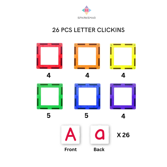 [PREORDER-ETA AFTER 15 DEC] 26 PCS LETTER CLICKINS FEATURING CAPITAL AND SMALL LETTERS