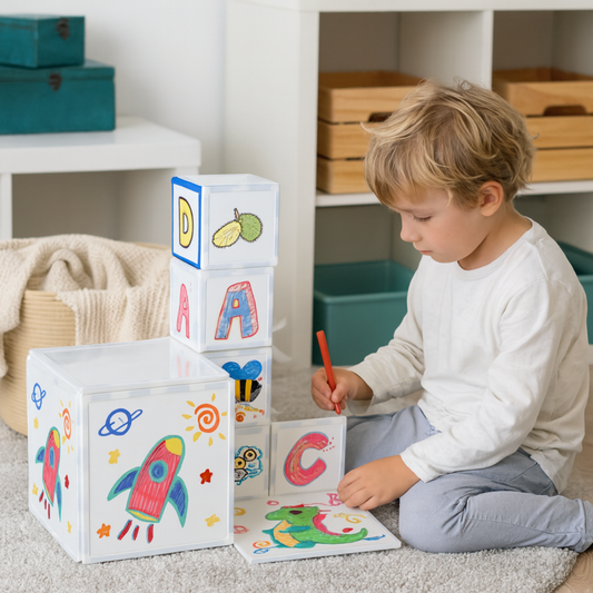 SparksMag Magic Drawable Magnetic Tiles (20 PCS) – Reusable Drawing & Building Set | Creative STEM Toy for Kids