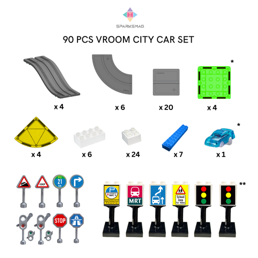 [PREORDER] 90 PCS VROOM CAR™️ CITY - MAGNETIC BRICK CAR SET