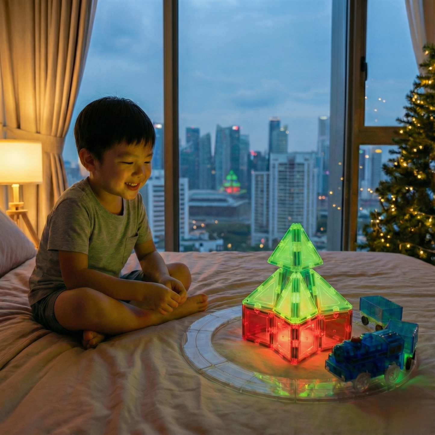 SparksMag Creative Glow Discovery Bundle – 32 PCS 3-in-1 Discovery Set + 22 PCS Lumos Glow-in-the-Dark Magnetic Tiles | STEM Building Set for Kids