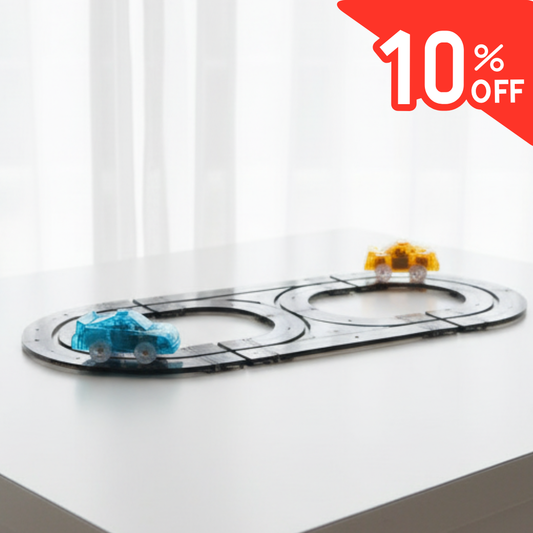 SparksMag Vroom Car City® Expansion Set (10 PCS) – Add-On Magnetic Road & Car Building Tiles | Lego® Duplo®-Compatible STEM Toy