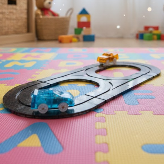 SparksMag Vroom Car City® Expansion Set (10 PCS) – Add-On Magnetic Road & Car Building Tiles | Lego® Duplo®-Compatible STEM Toy