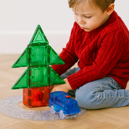 SparksMag Best Loved Trio 3-in-1 Discovery Set (32 PCS) – Magnetic Tiles Starter Set for STEM Learning & Creative Play