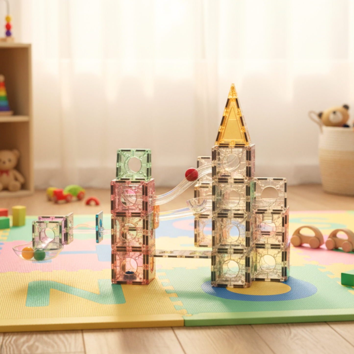 120 PCS Marble Run - Mix of Glitter and Transparent Tubes