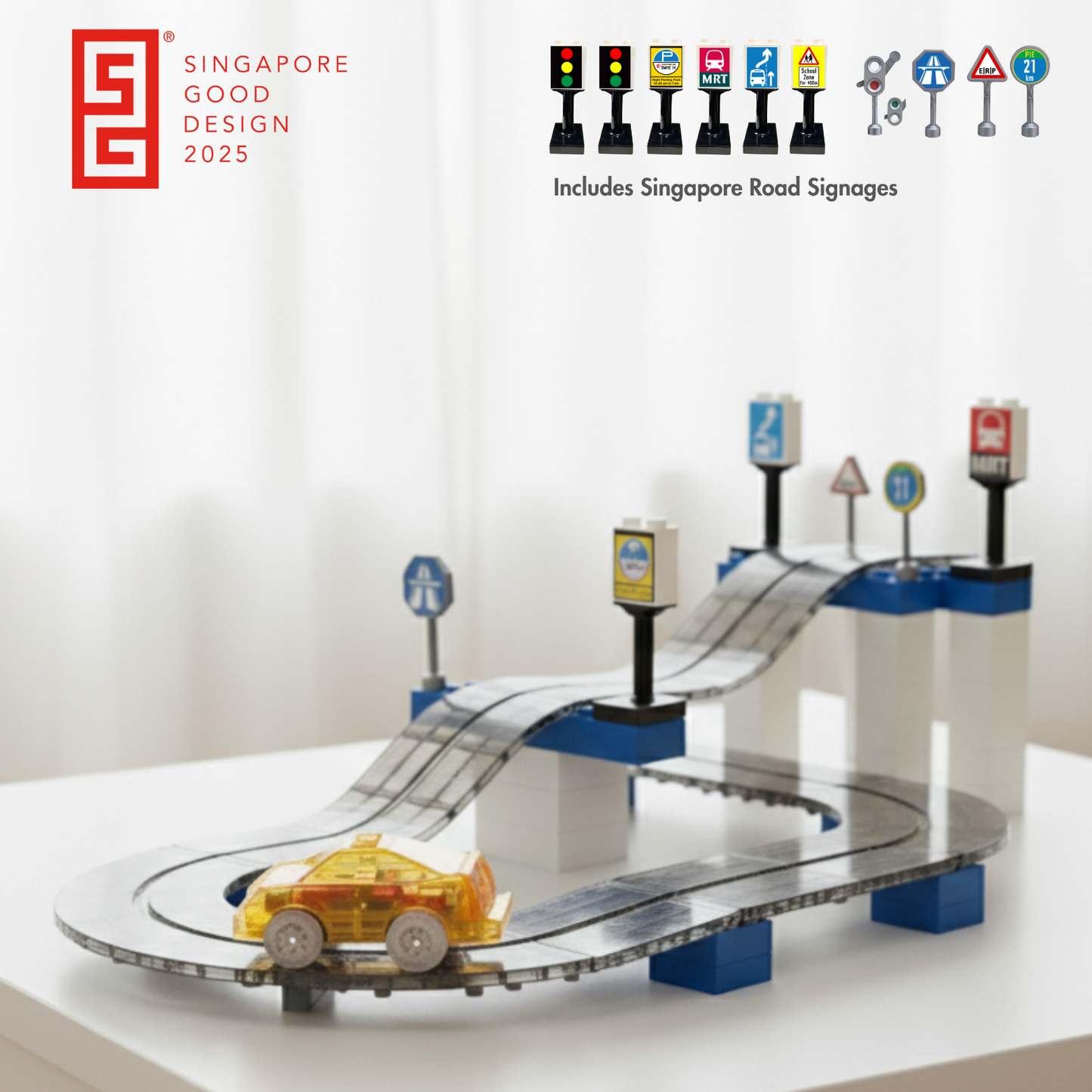 SparksMag Vroom Car City® Starter Set (35 PCS) – Magnetic Road & Car Building Set | Duplo®-Compatible STEM Toy for Kids