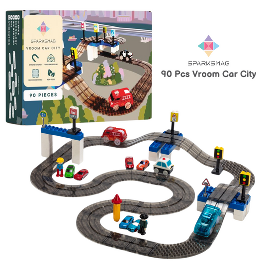 [PREORDER] 90 PCS VROOM CAR™️ CITY - MAGNETIC BRICK CAR SET